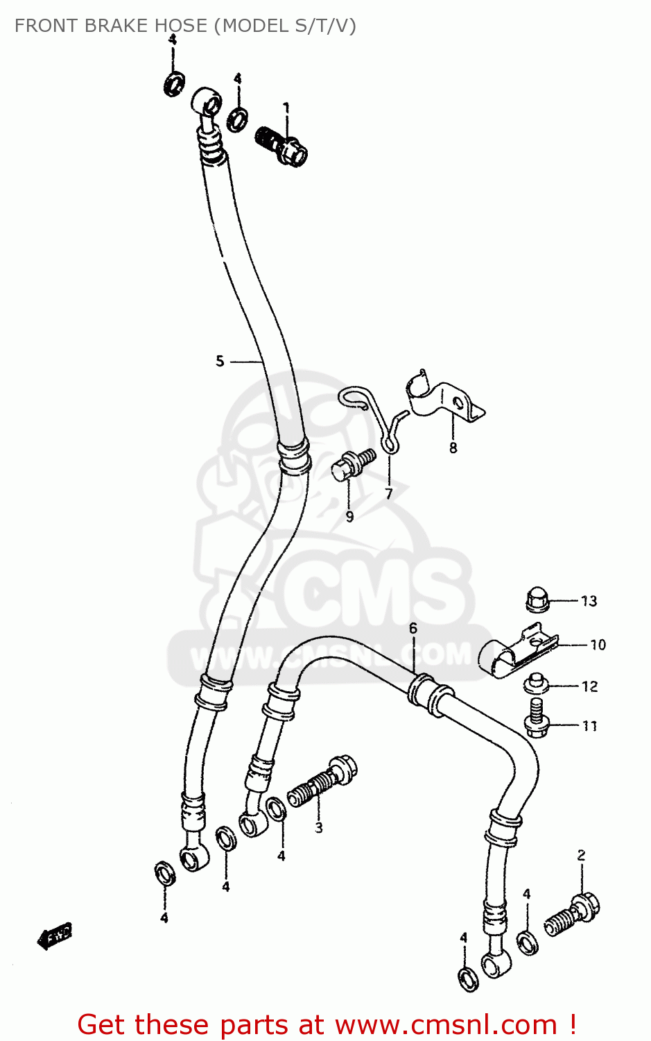FRONT BRAKE HOSE (MODEL S/T/V) GSXR1100WSK 1996 (T) BRAZIL (E37)