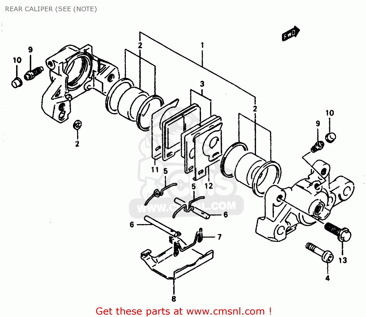 REAR CALIPER (SEE (NOTE) GSXR1100WSK 1996 (T) BRAZIL (E37)