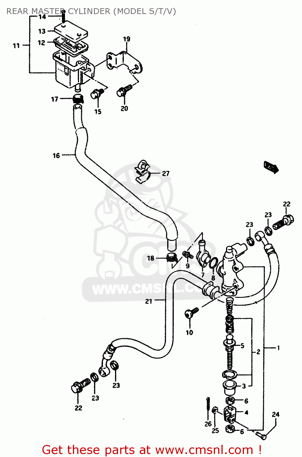 REAR MASTER CYLINDER (MODEL S/T/V) GSXR1100WSK 1996 (T) BRAZIL (E37)