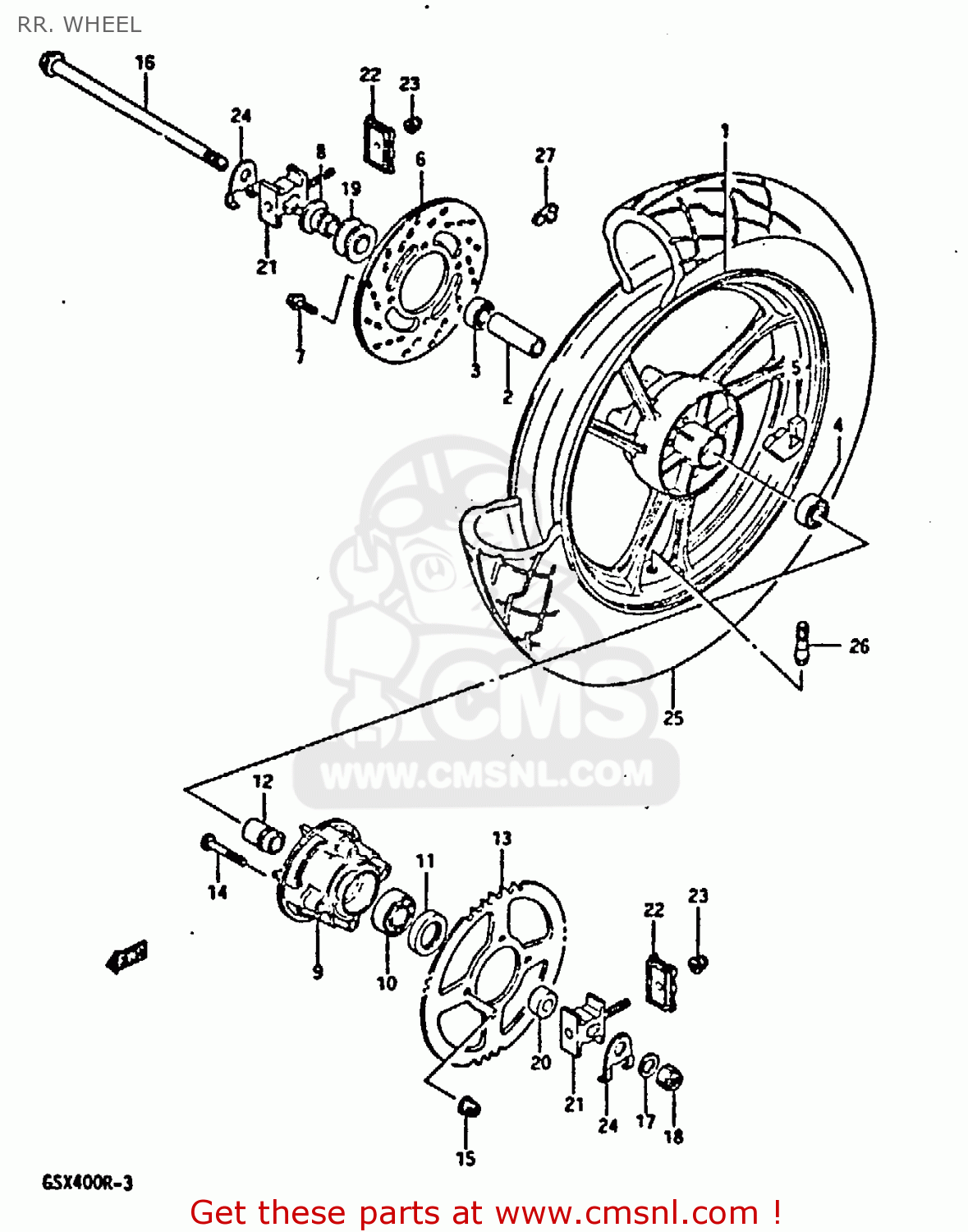 RR. WHEEL GSXR400 1987 (H) GENERAL EXPORT (E01)
