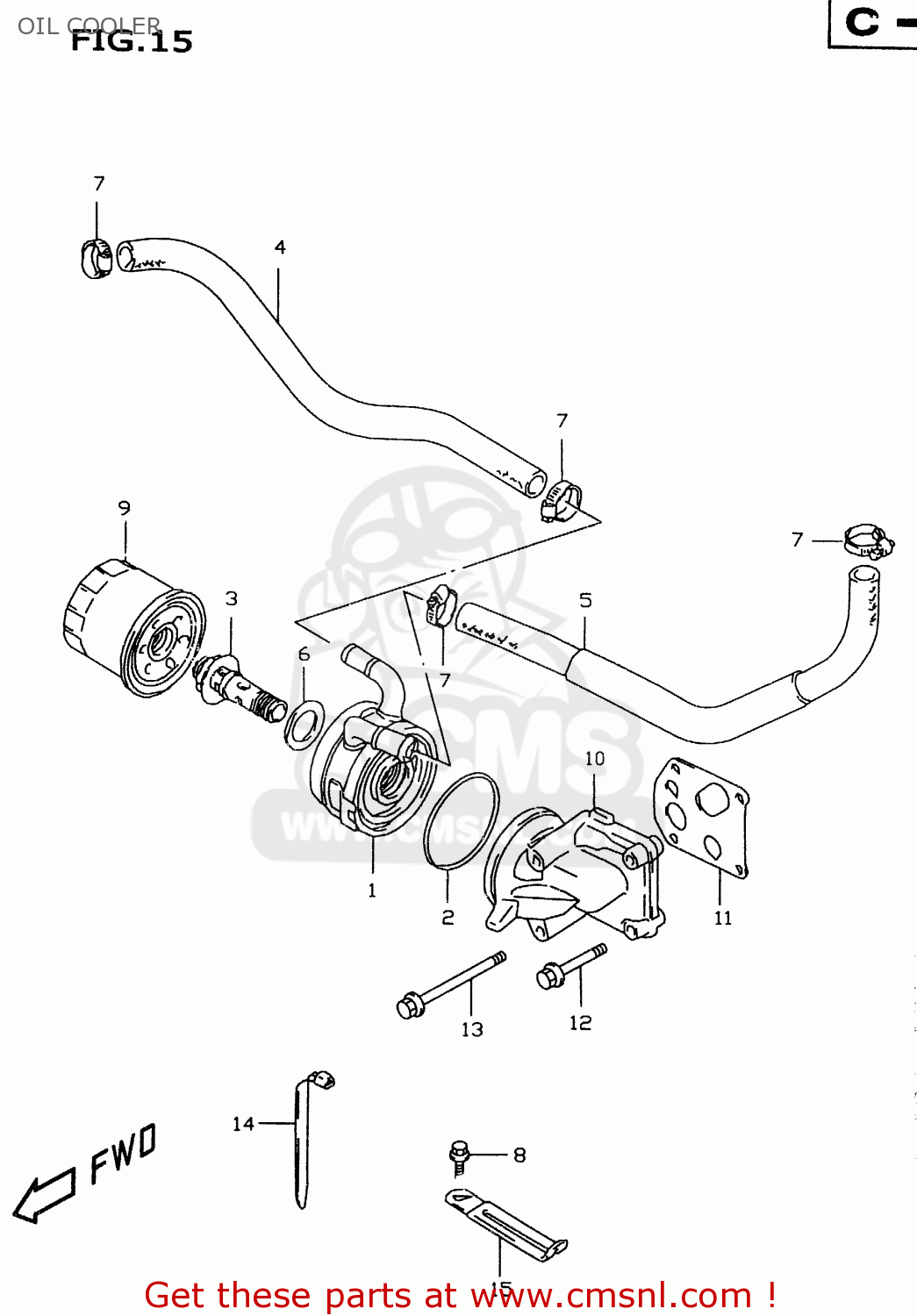 OIL COOLER GSXR600 1997 (V) (E02 E04 E18 E22 E24 E25 E34 E39)