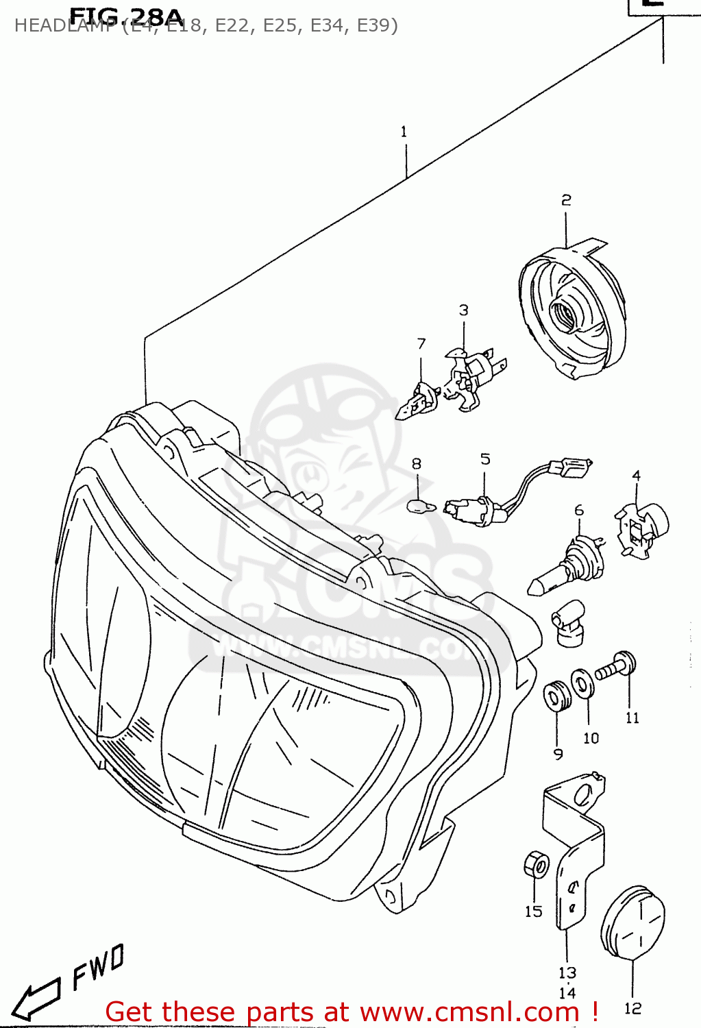 HEADLAMP (E4, E18, E22, E25, E34, E39) GSXR600 1997 (V) (E02 E04 E18 E22 E24 E25 E34 E39)