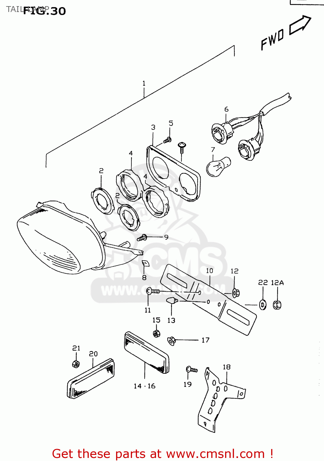 TAIL LAMP GSXR600 1997 (V) (E02 E04 E18 E22 E24 E25 E34 E39)