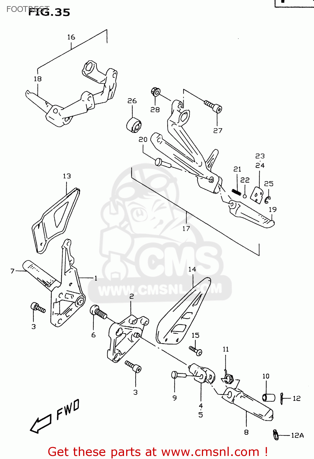 FOOTREST GSXR600 1997 (V) (E02 E04 E18 E22 E24 E25 E34 E39)