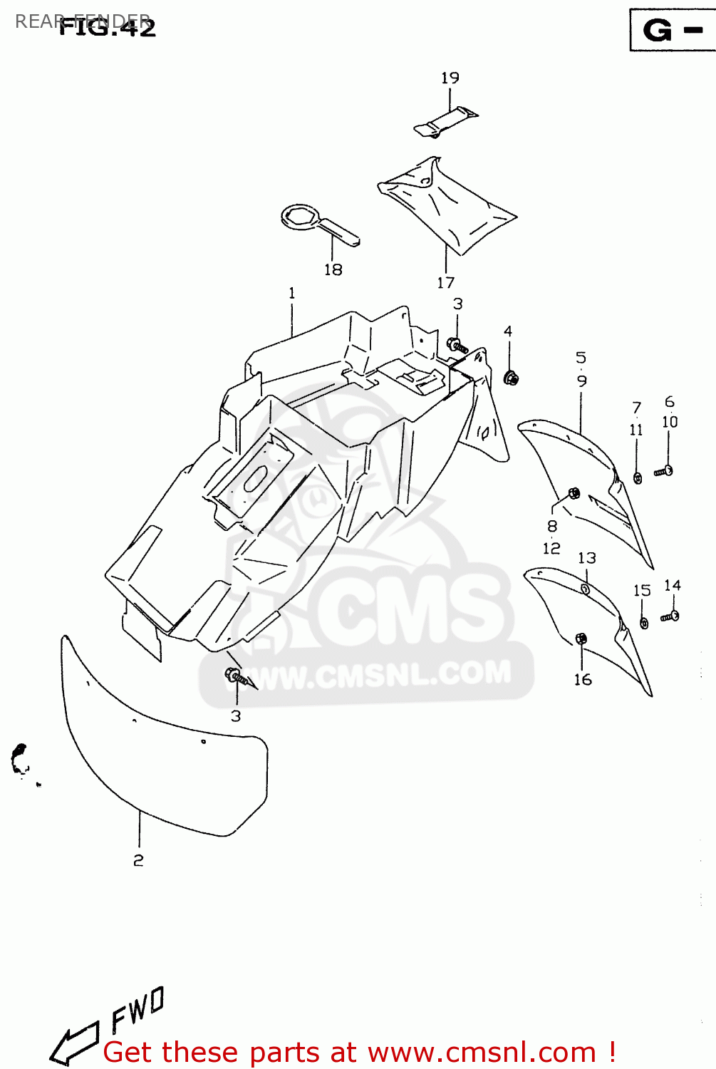 REAR FENDER GSXR600 1997 (V) (E02 E04 E18 E22 E24 E25 E34 E39)