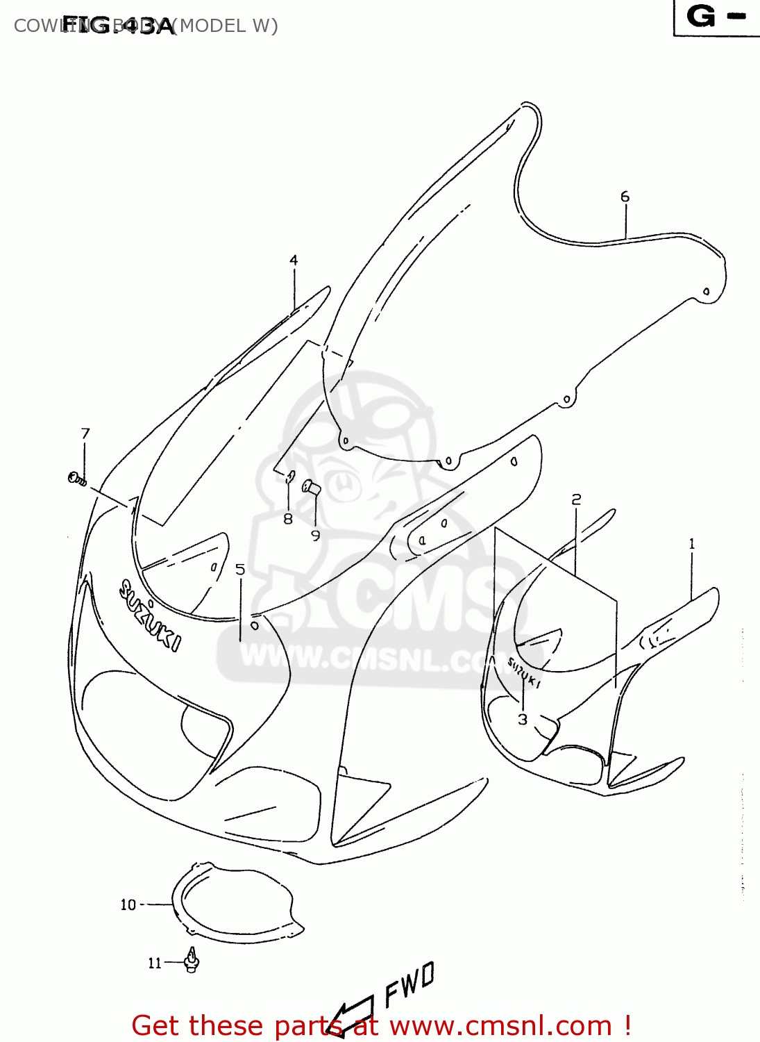 COWLING BODY (MODEL W) GSXR600 1997 (V) (E02 E04 E18 E22 E24 E25 E34 E39)