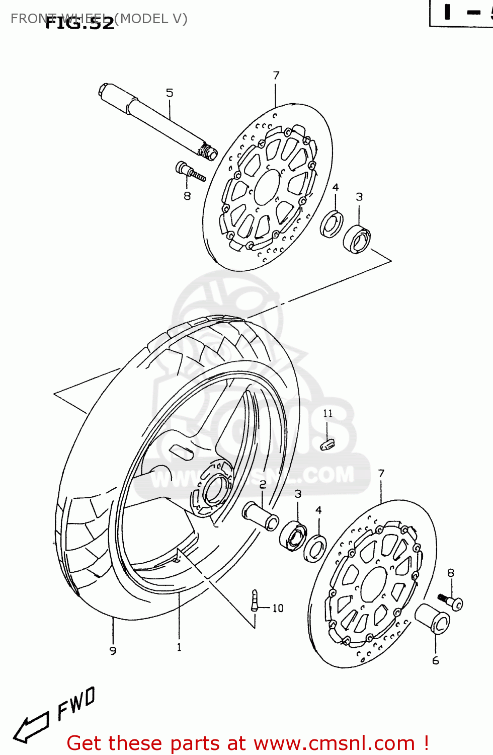 FRONT WHEEL (MODEL V) GSXR600 1997 (V) (E02 E04 E18 E22 E24 E25 E34 E39)