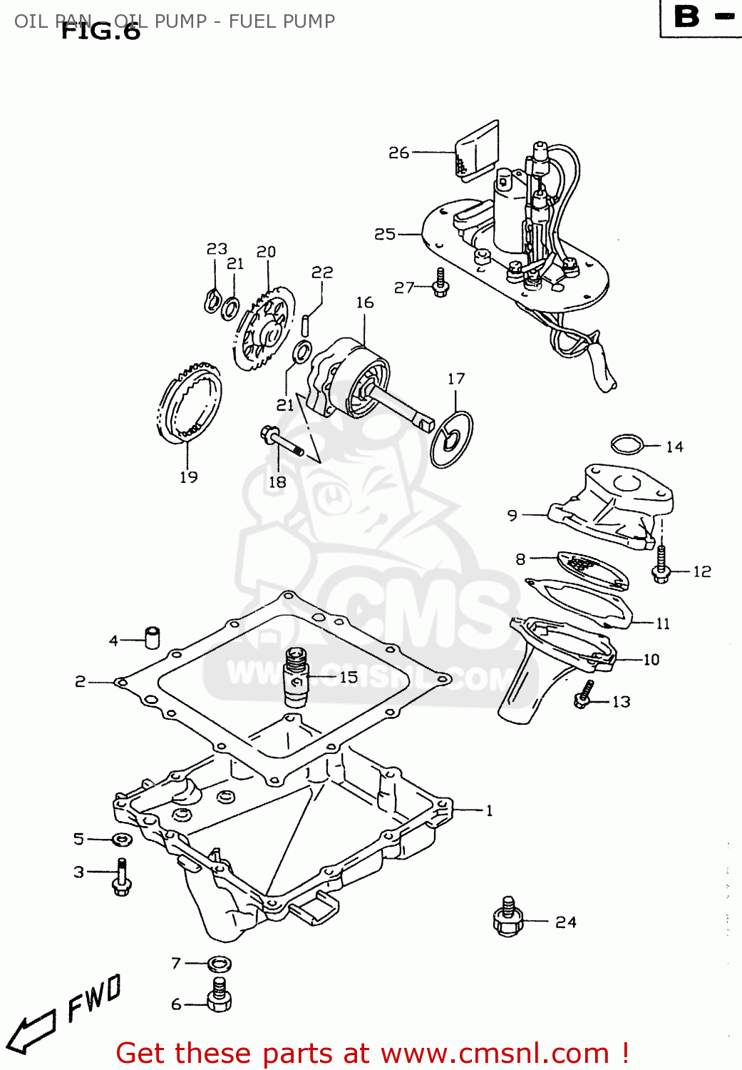 OIL PAN - OIL PUMP - FUEL PUMP GSXR600 1997 (V) (E02 E04 E18 E22 E24 E25 E34 E39)
