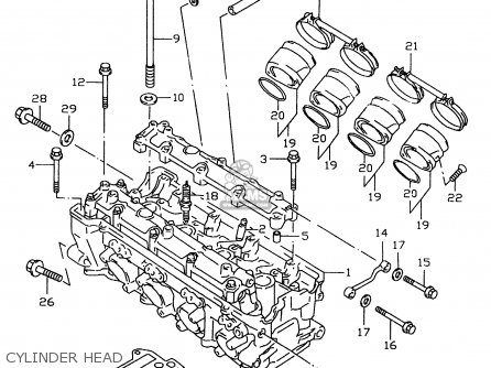 CYLINDER HEAD - GSXR600 1997 (V) (E02 E04 E18 E22 E24 E25 E34 E39)