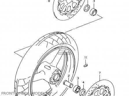 FRONT WHEEL (MODEL V) - GSXR600 1997 (V) (E02 E04 E18 E22 E24 E25 E34 E39)