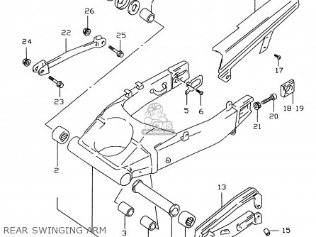 REAR SWINGING ARM - GSXR600 1997 (V) (E02 E04 E18 E22 E24 E25 E34 E39)