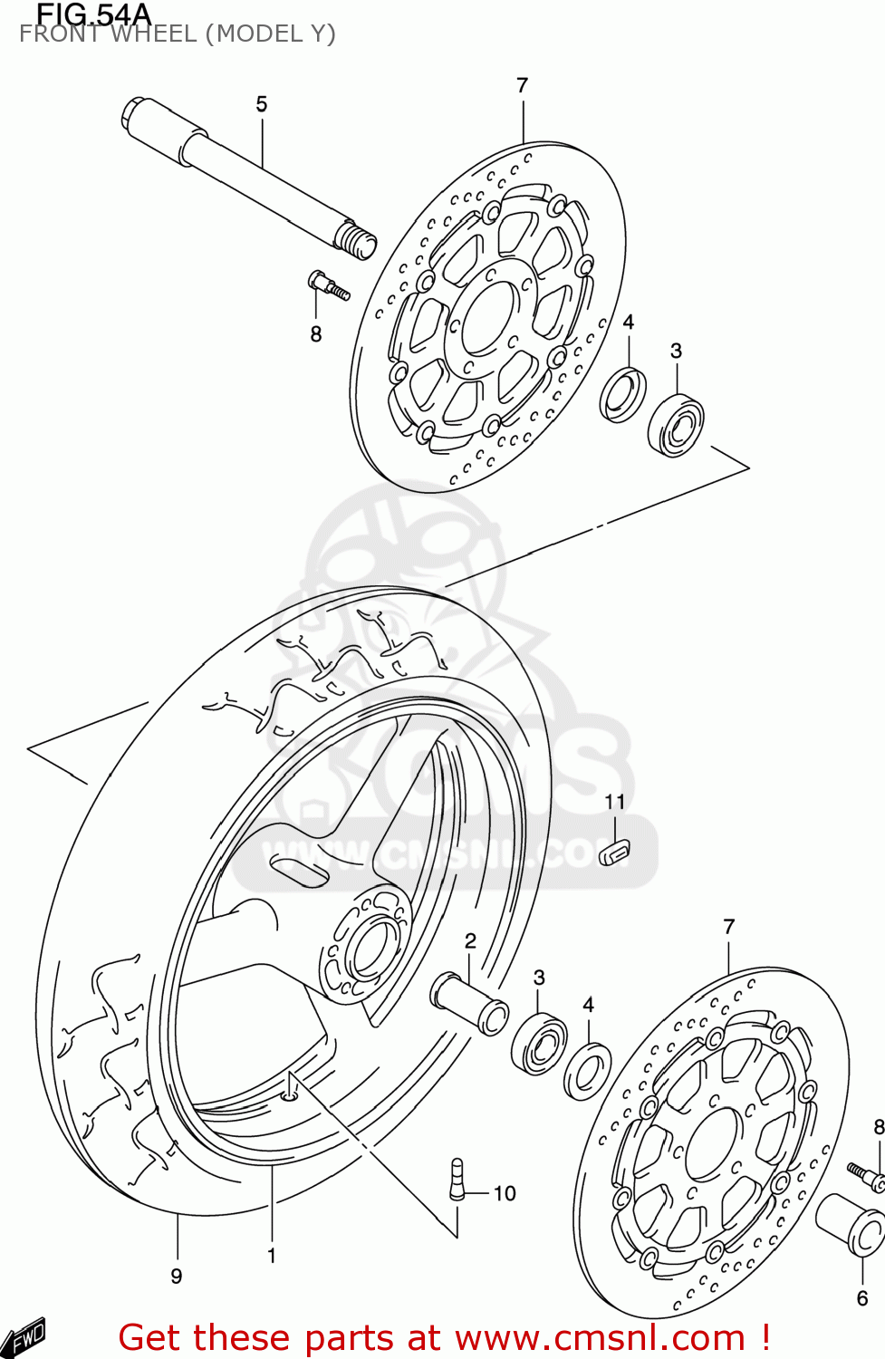 FRONT WHEEL (MODEL Y) GSXR600 1997 (V) USA (E03)