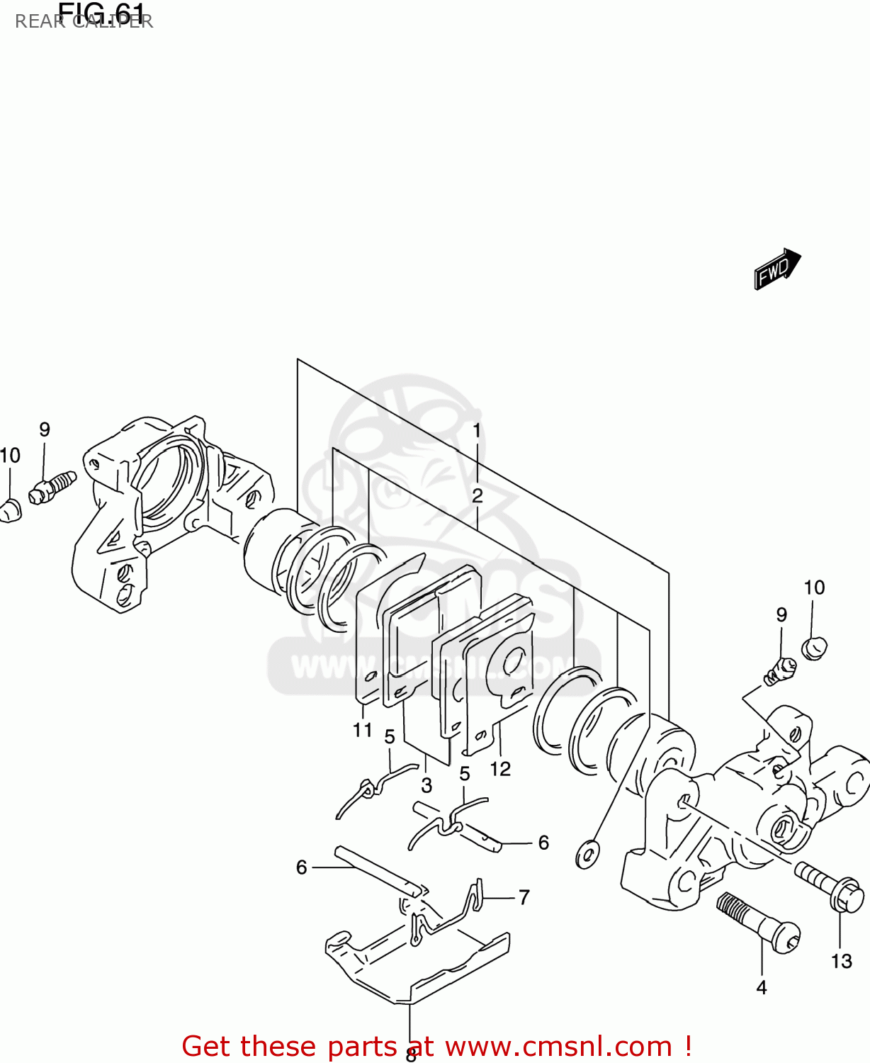 REAR CALIPER GSXR600 1997 (V) USA (E03)