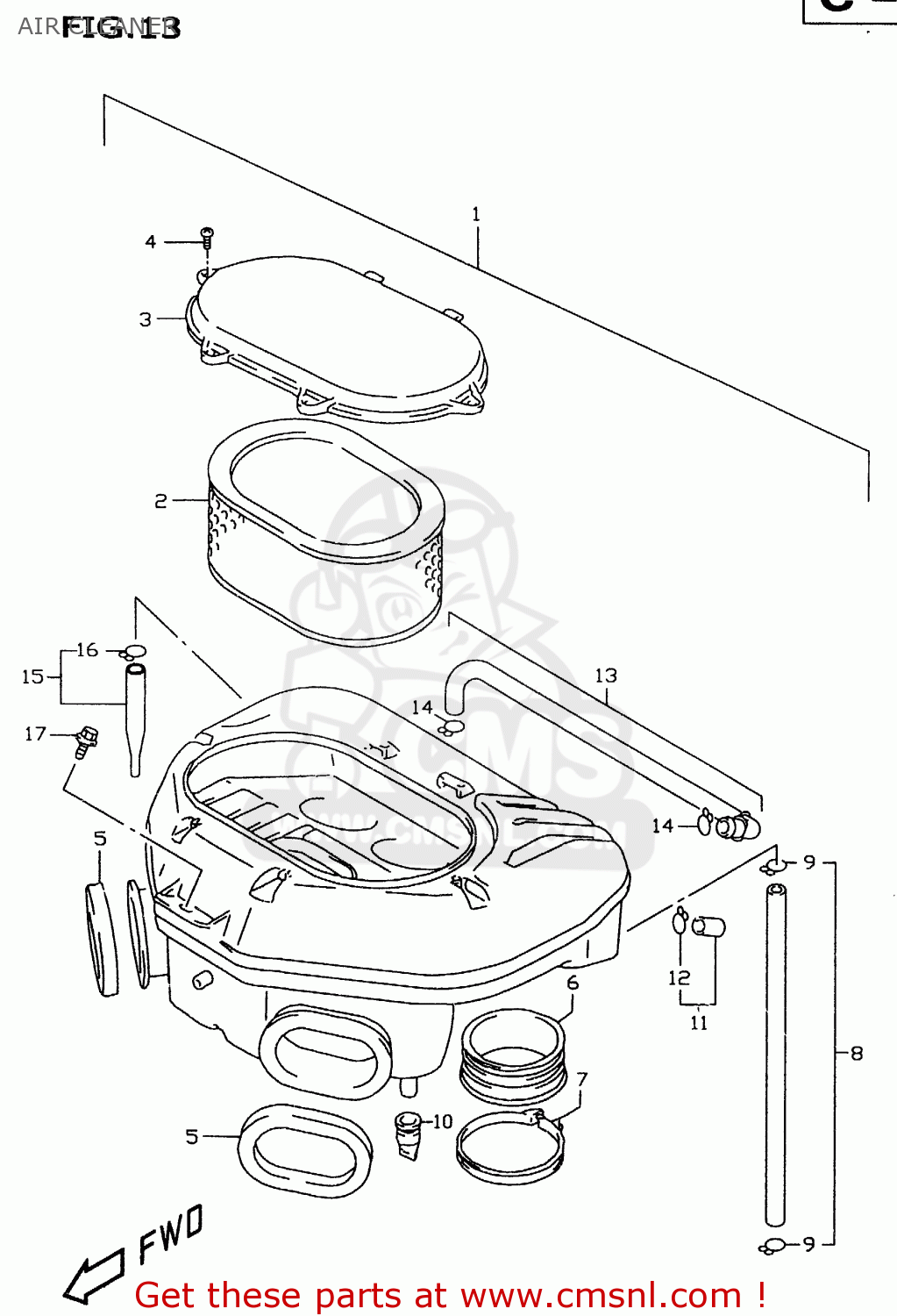 AIR CLEANER GSXR600 1998 (W) (E02 E04 E18 E22 E24 E25 E34 E39)