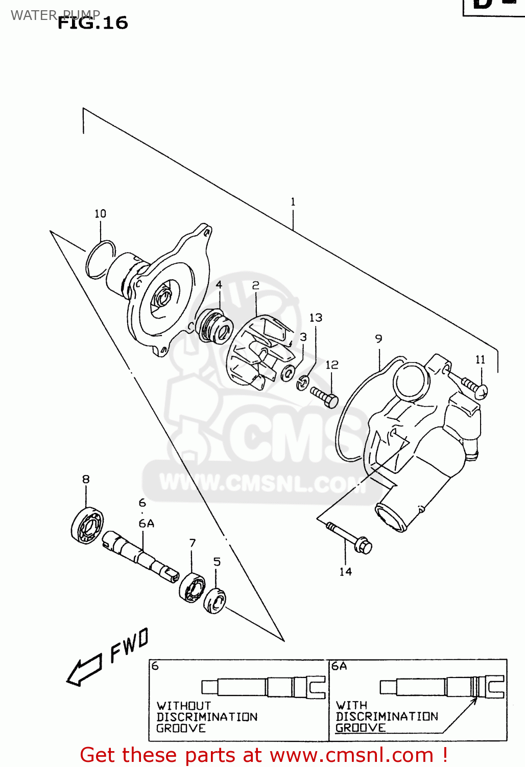 WATER PUMP GSXR600 1998 (W) (E02 E04 E18 E22 E24 E25 E34 E39)