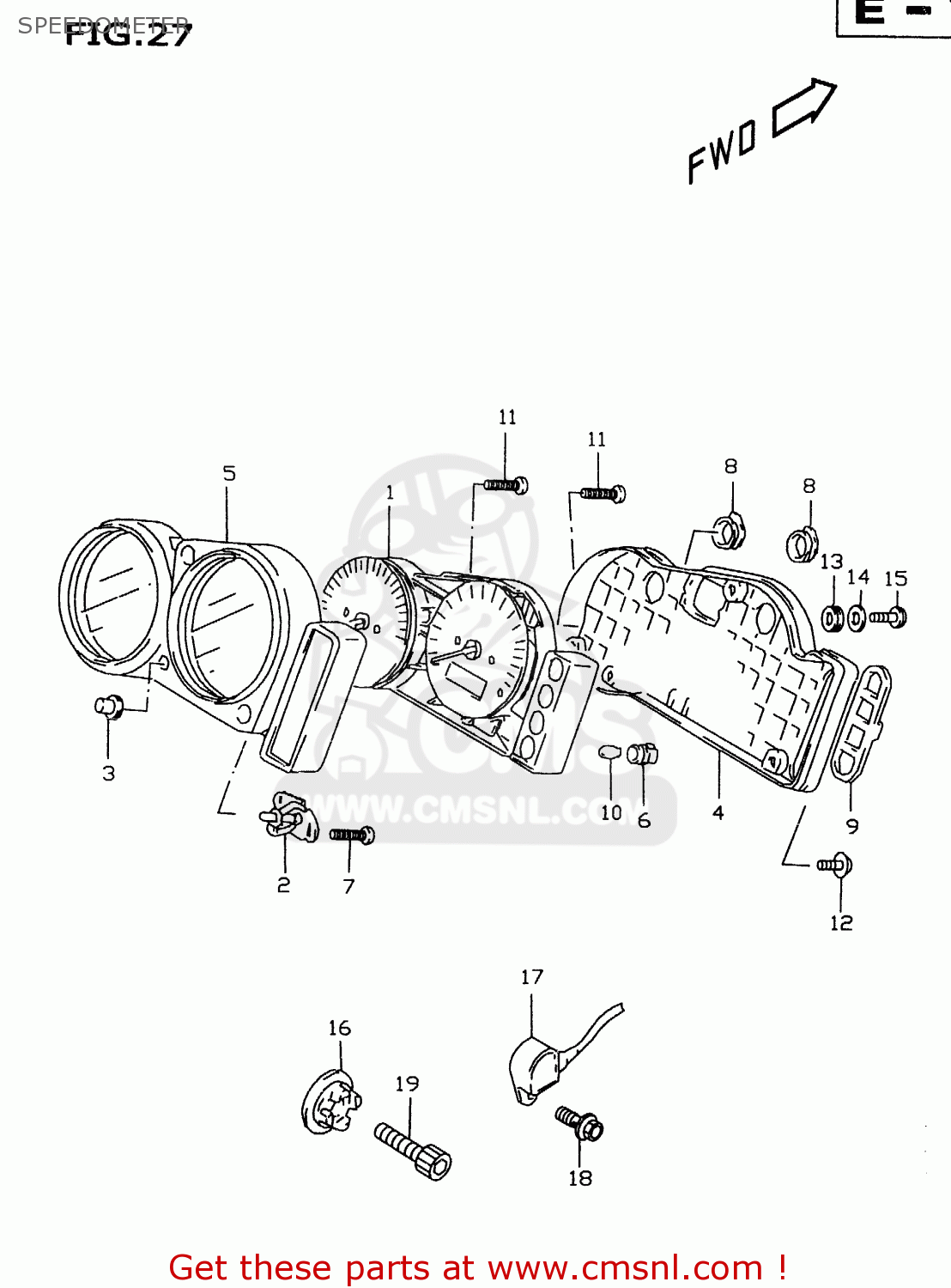 SPEEDOMETER GSXR600 1998 (W) (E02 E04 E18 E22 E24 E25 E34 E39)