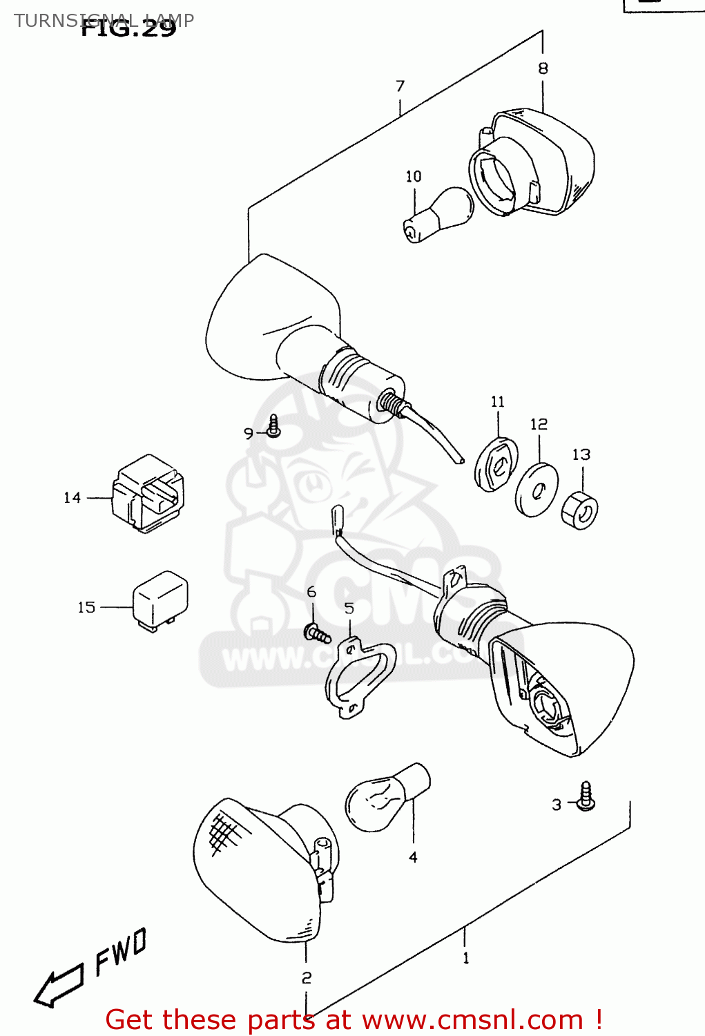 TURNSIGNAL LAMP GSXR600 1998 (W) (E02 E04 E18 E22 E24 E25 E34 E39)