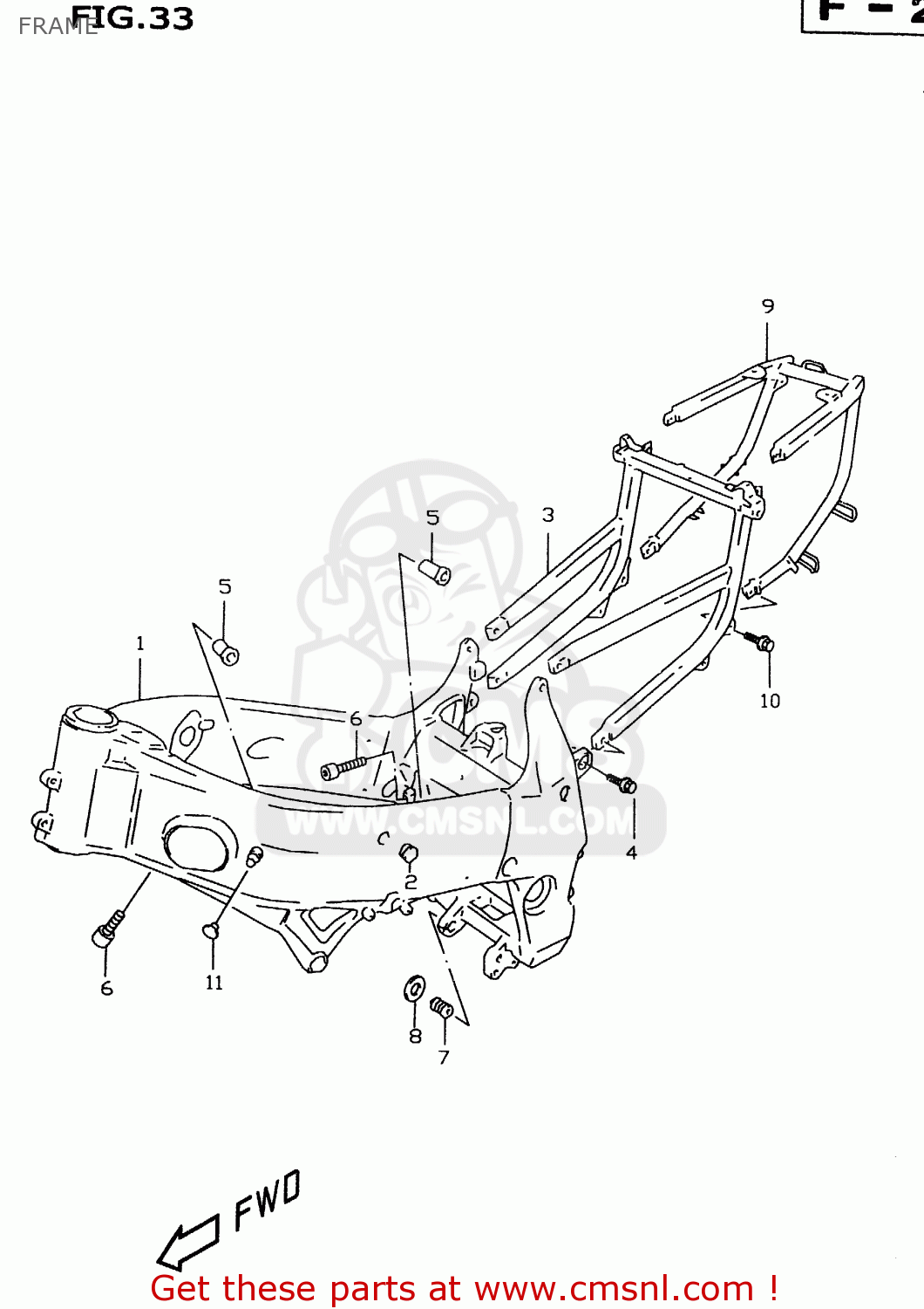 FRAME GSXR600 1998 (W) (E02 E04 E18 E22 E24 E25 E34 E39)