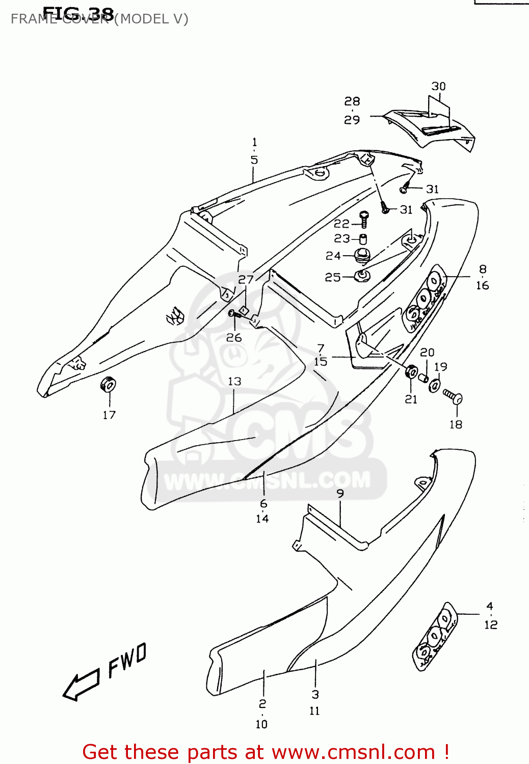 FRAME COVER (MODEL V) GSXR600 1998 (W) (E02 E04 E18 E22 E24 E25 E34 E39)