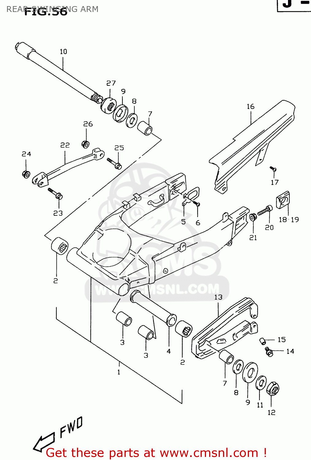 REAR SWINGING ARM GSXR600 1998 (W) (E02 E04 E18 E22 E24 E25 E34 E39)