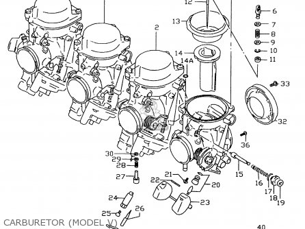 CARBURETOR (MODEL V) - GSXR600 1998 (W) (E02 E04 E18 E22 E24 E25 E34 E39)
