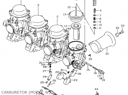 CARBURETOR (MODEL W) - GSXR600 1998 (W) (E02 E04 E18 E22 E24 E25 E34 E39)