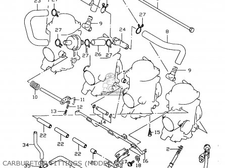 CARBURETOR FITTINGS (MODEL W) - GSXR600 1998 (W) (E02 E04 E18 E22 E24 E25 E34 E39)