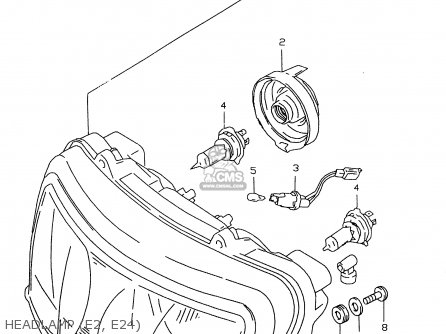 HEADLAMP (E2, E24) - GSXR600 1998 (W) (E02 E04 E18 E22 E24 E25 E34 E39)