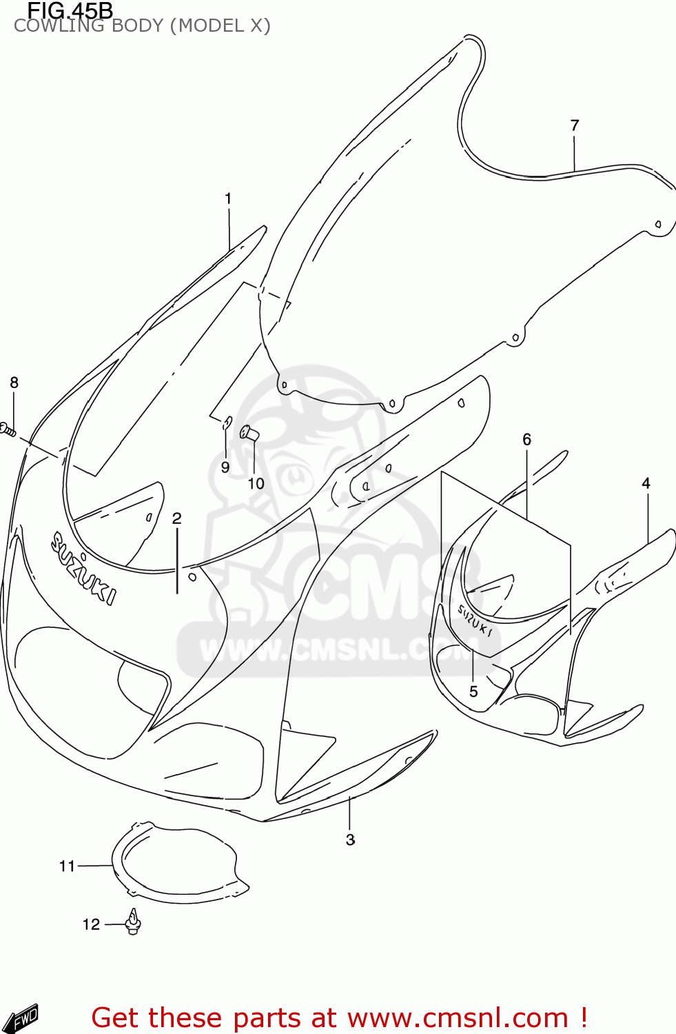 COWLING BODY (MODEL X) GSXR600 1998 (W) USA (E03)