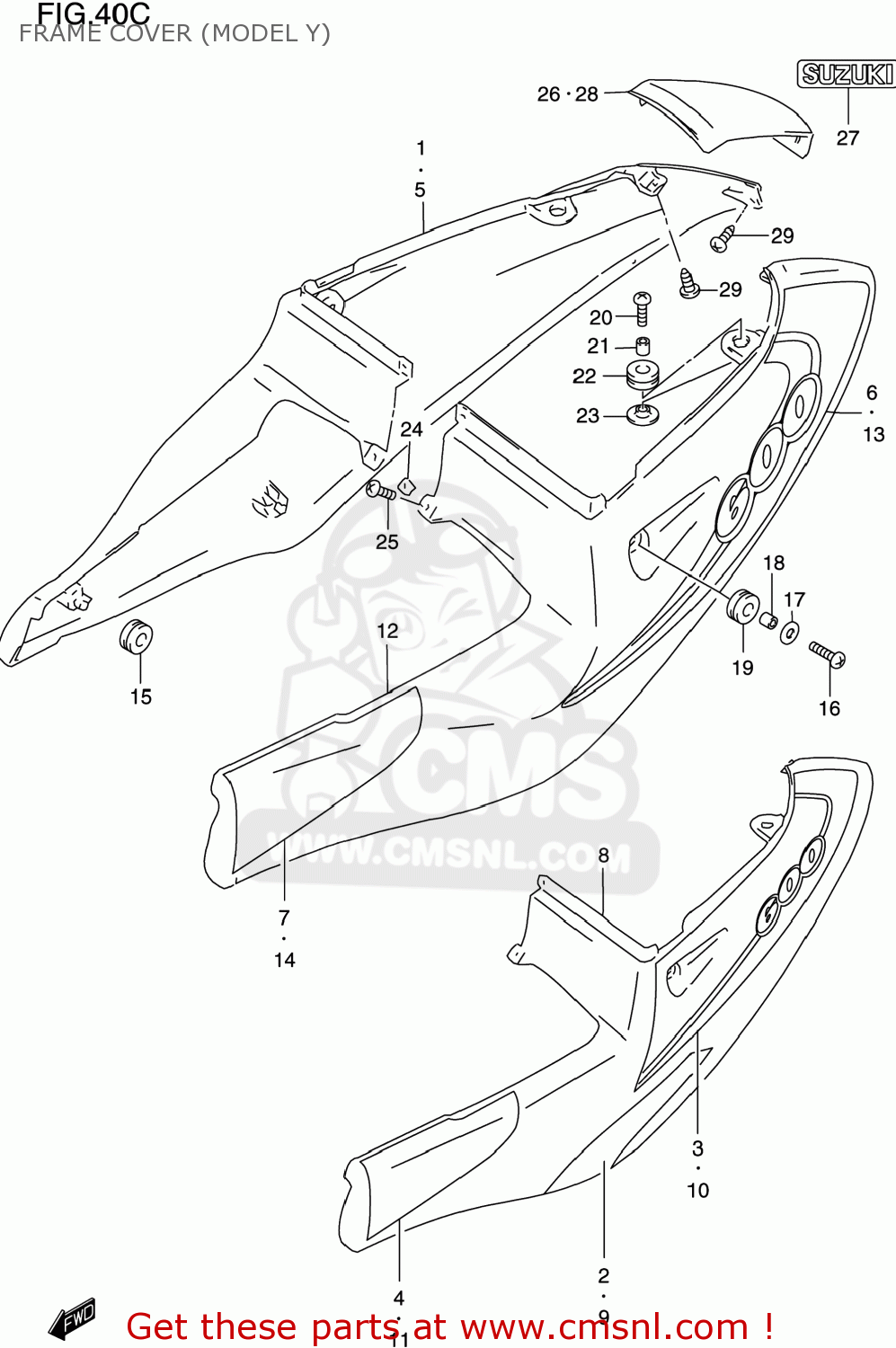 FRAME COVER (MODEL Y) GSXR600 1998 (W) USA (E03)