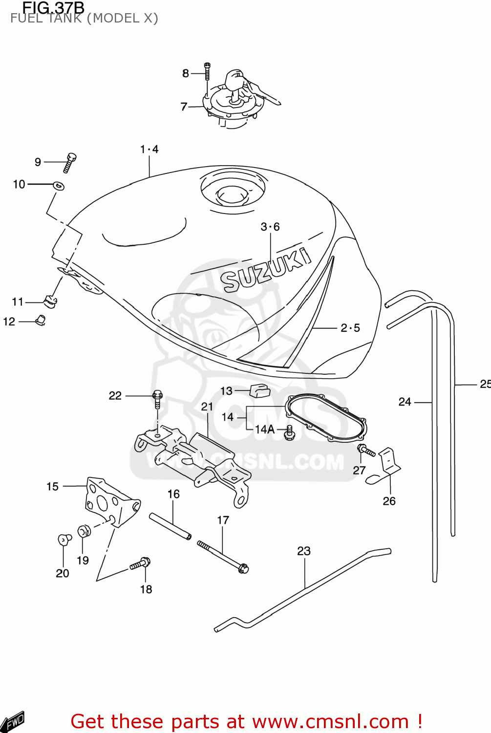 FUEL TANK (MODEL X) GSXR600 1998 (W) USA (E03)