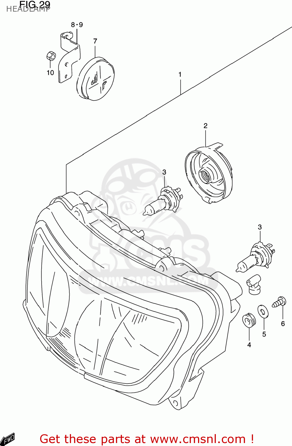 HEADLAMP GSXR600 1998 (W) USA (E03)