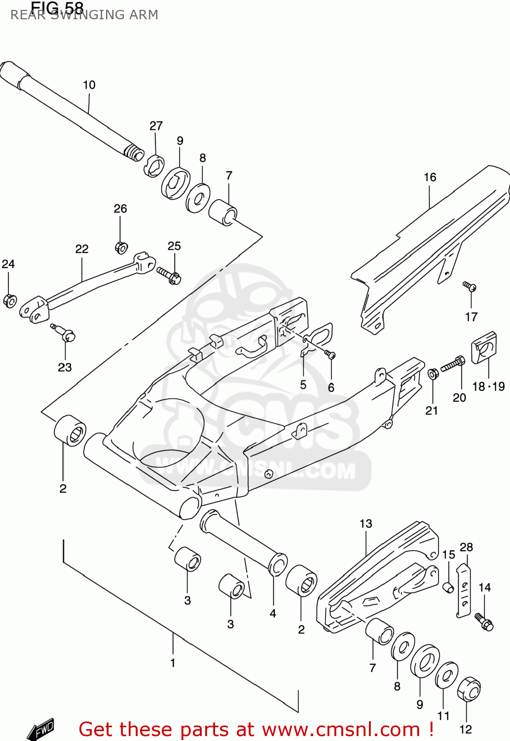REAR SWINGING ARM GSXR600 1998 (W) USA (E03)