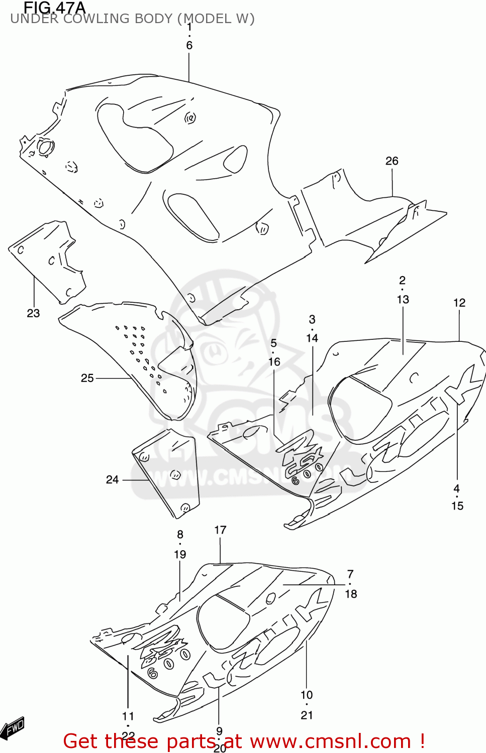 UNDER COWLING BODY (MODEL W) GSXR600 1998 (W) USA (E03)