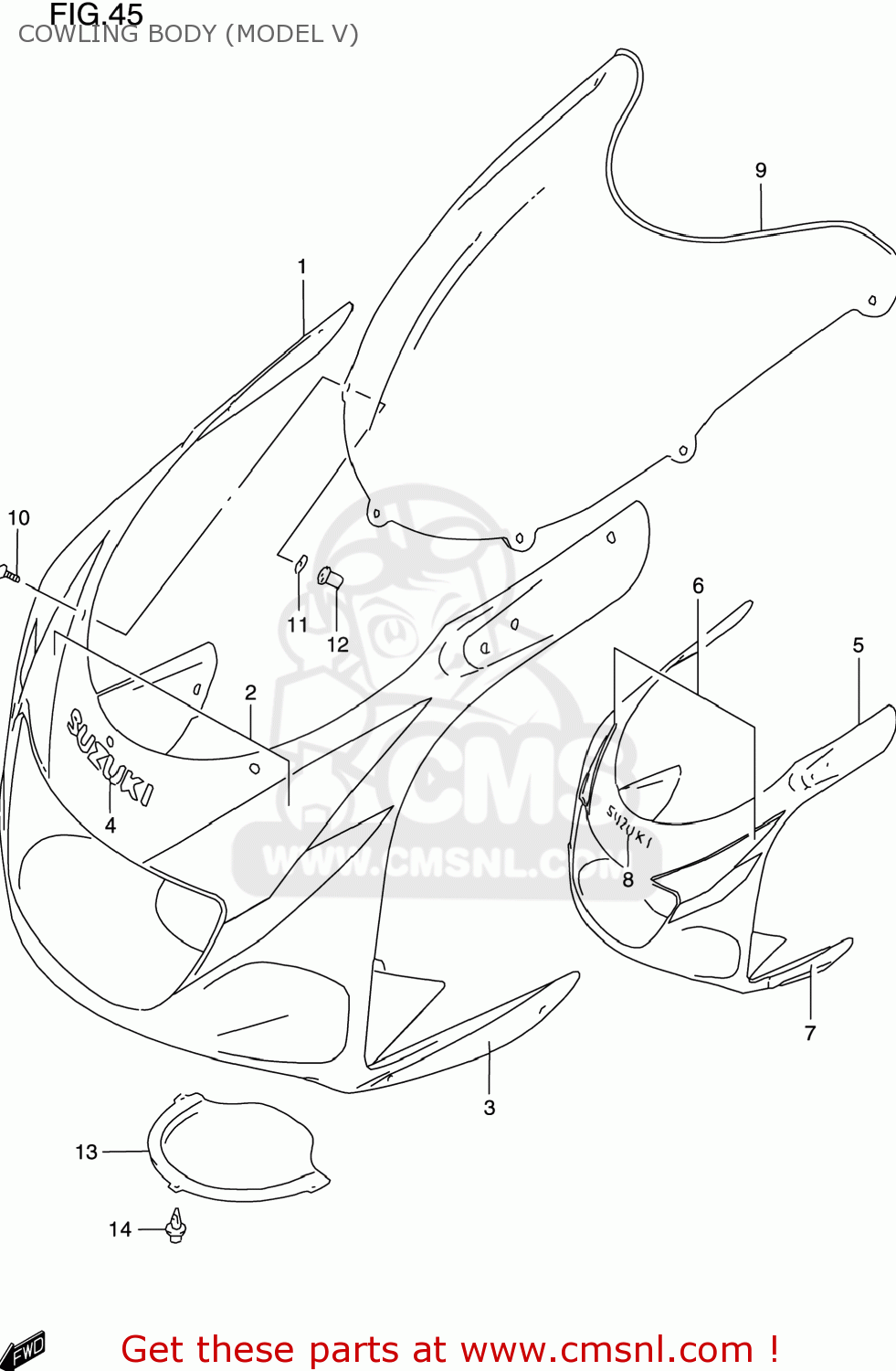 COWLING BODY (MODEL V) GSXR600 1999 (X) USA (E03)