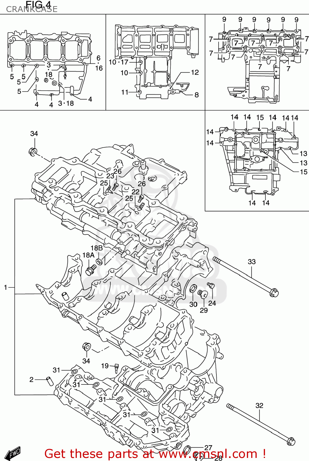 CRANKCASE GSXR600 1999 (X) USA (E03)