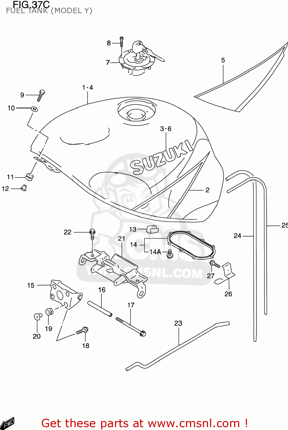 FUEL TANK (MODEL Y) GSXR600 1999 (X) USA (E03)