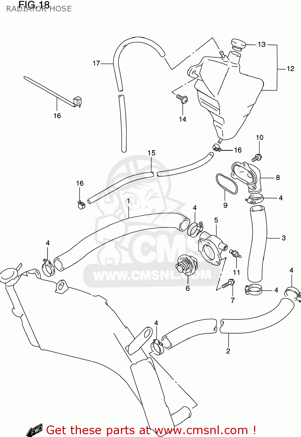 RADIATOR HOSE GSXR600 1999 (X) USA (E03)