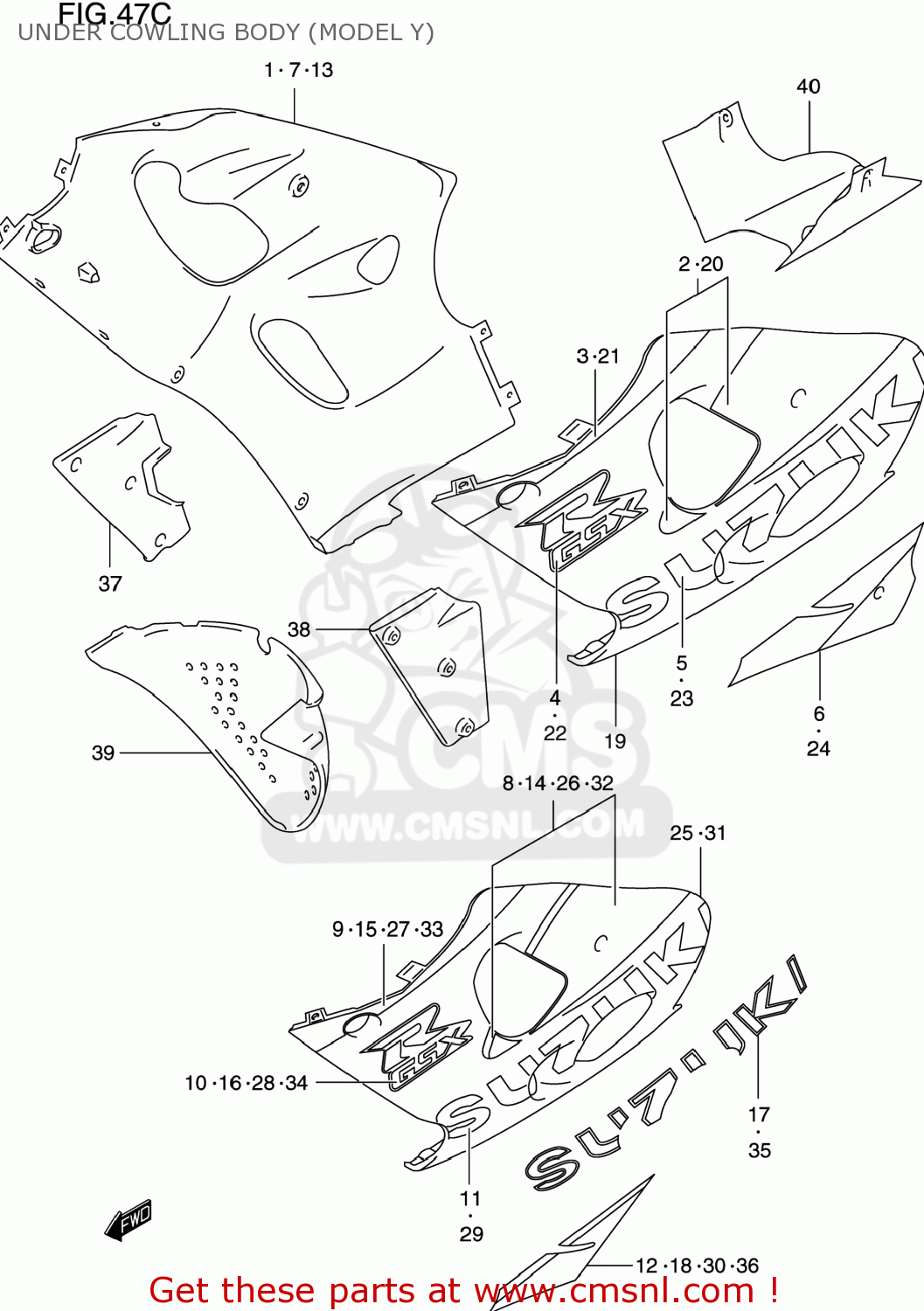 UNDER COWLING BODY (MODEL Y) GSXR600 1999 (X) USA (E03)
