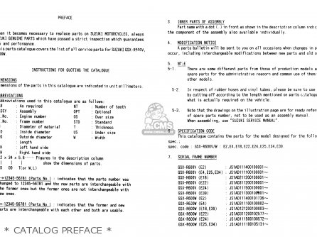 * CATALOG PREFACE * - GSXR600 1999 (X)