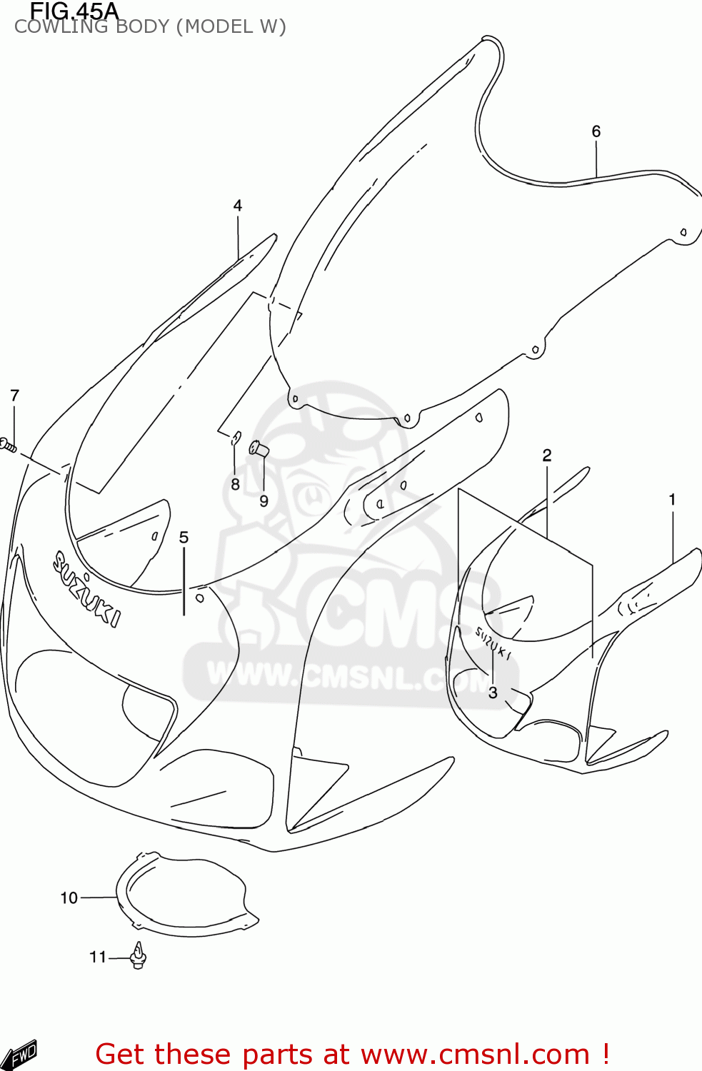 COWLING BODY (MODEL W) GSXR600 2000 (Y) USA (E03)
