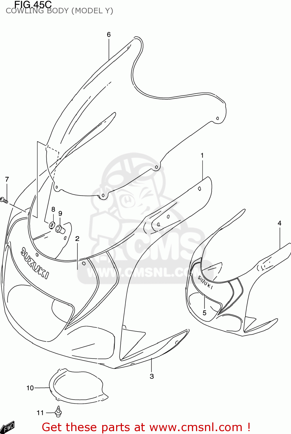 COWLING BODY (MODEL Y) GSXR600 2000 (Y) USA (E03)