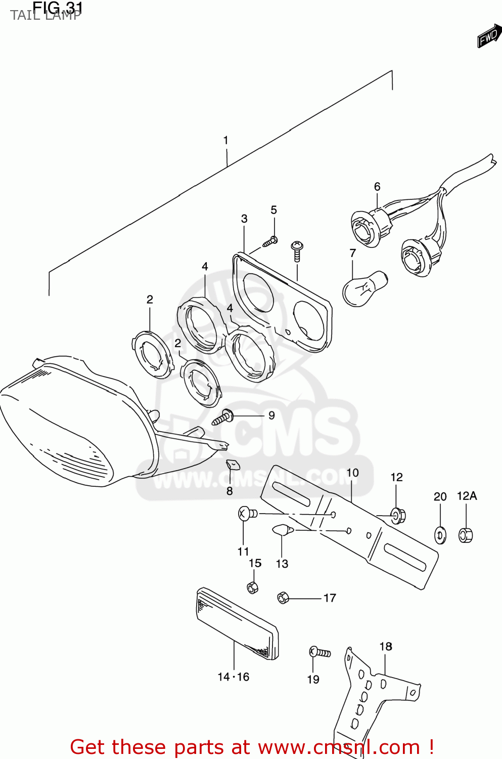 TAIL LAMP GSXR600 2000 (Y) USA (E03)