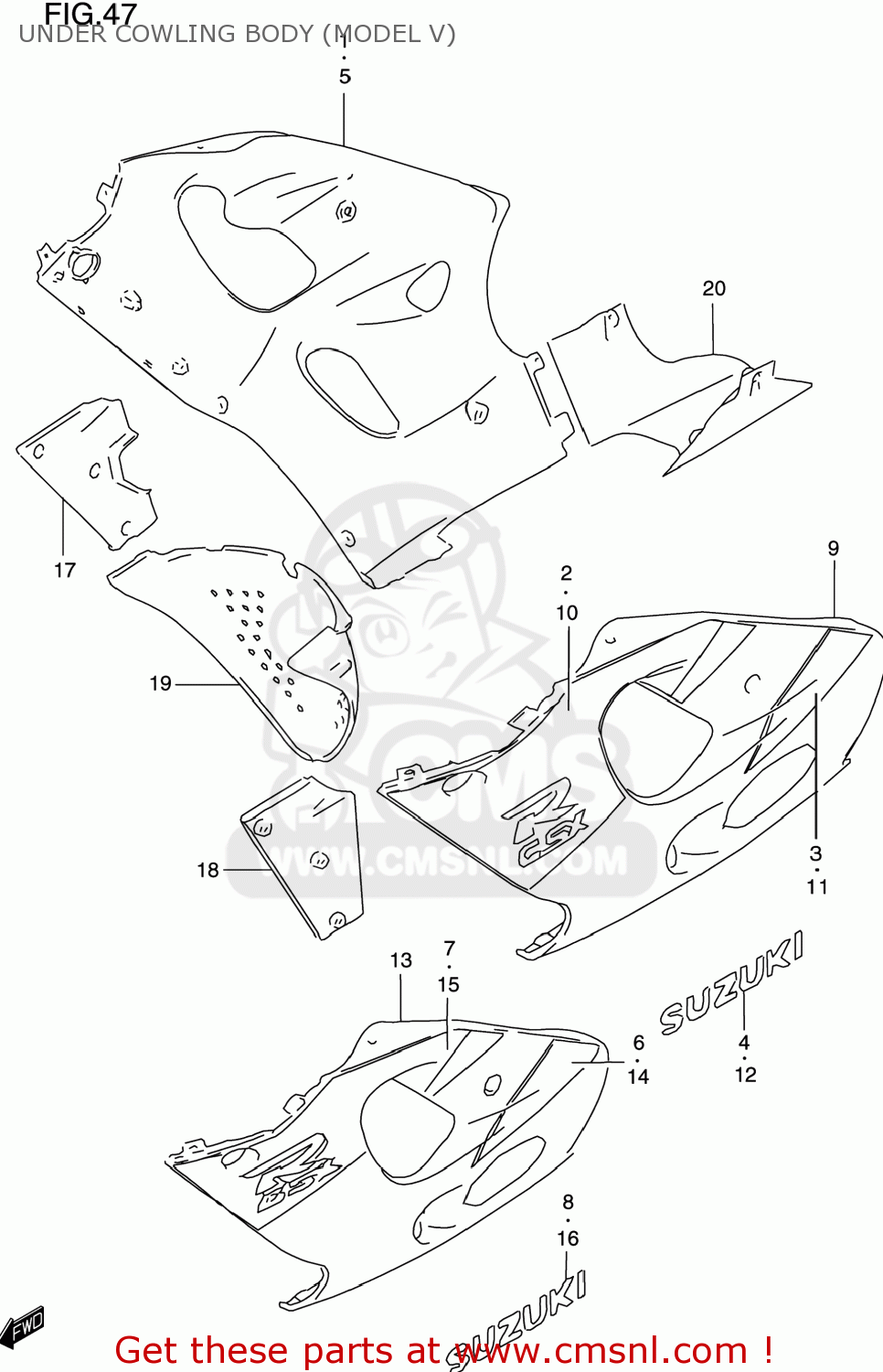 UNDER COWLING BODY (MODEL V) GSXR600 2000 (Y) USA (E03)