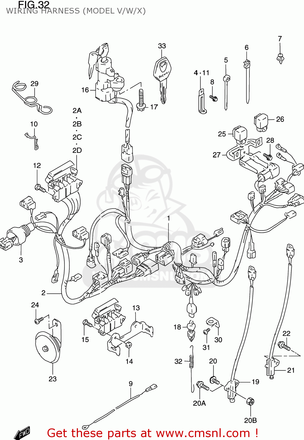 WIRING HARNESS (MODEL V/W/X) GSXR600 2000 (Y) USA (E03)