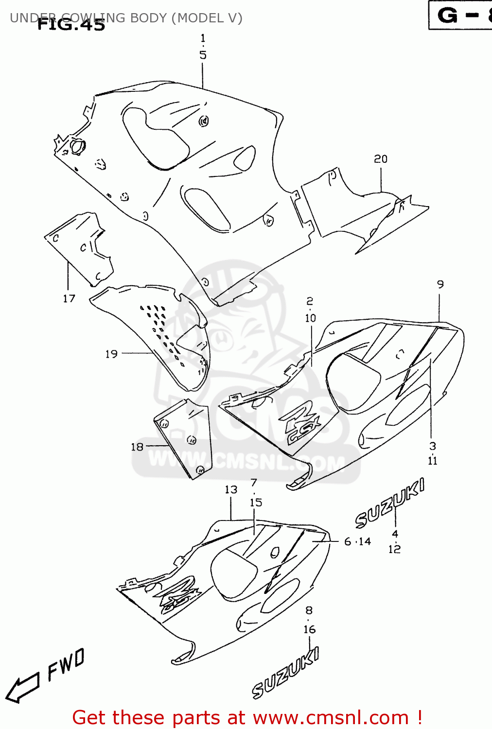 UNDER COWLING BODY (MODEL V) GSXR600 2000 (Y)