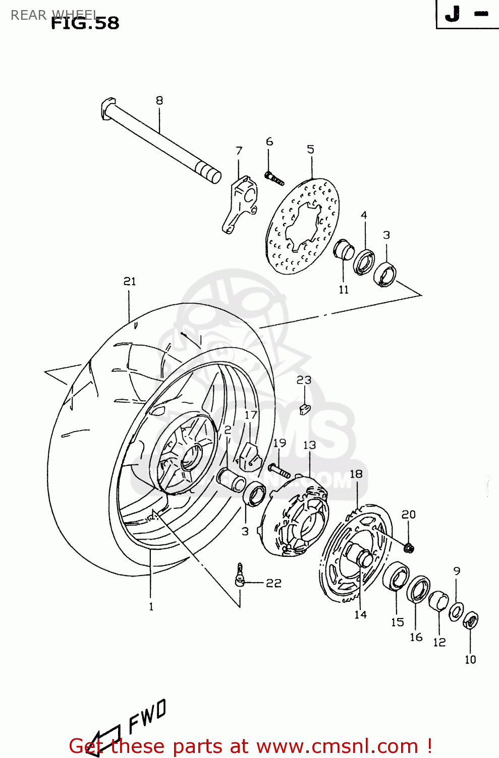 REAR WHEEL GSXR600 2000 (Y)