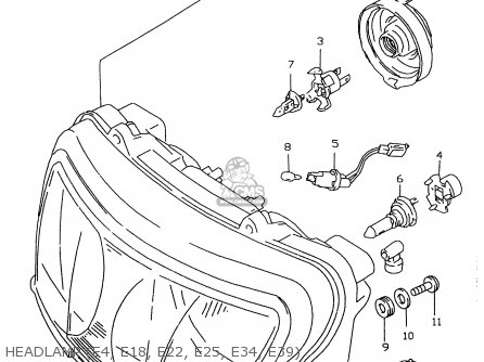 HEADLAMP (E4, E18, E22, E25, E34, E39) - GSXR600 2000 (Y)