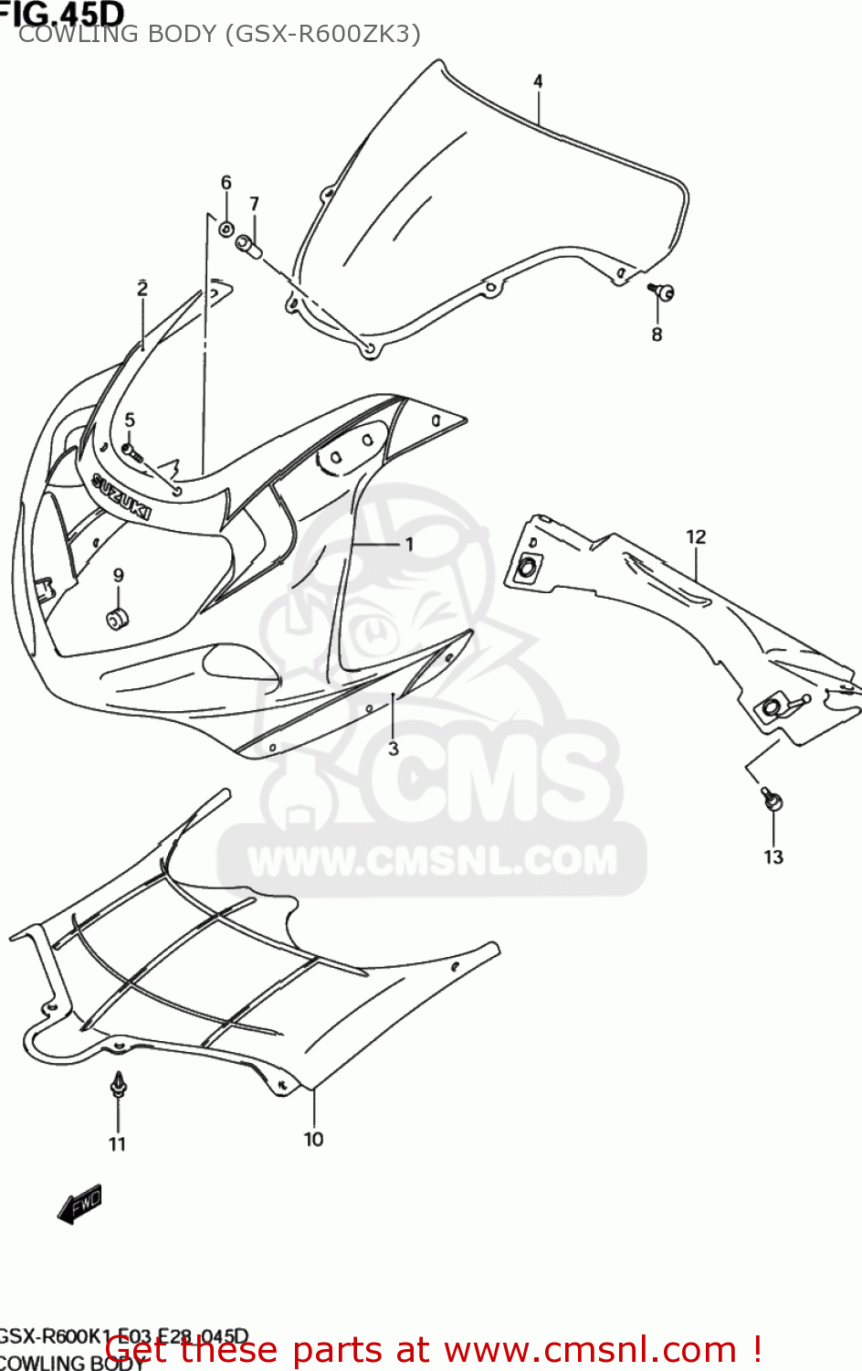 COWLING BODY (GSX-R600ZK3) GSXR600 2001 (K1) USA (E03)