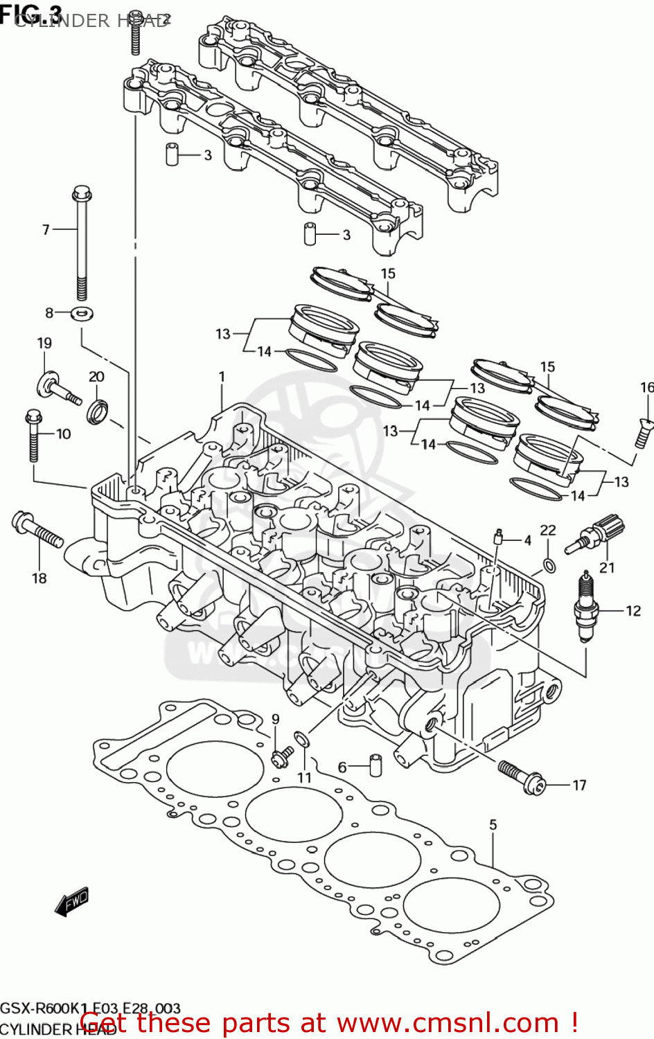 CYLINDER HEAD GSXR600 2001 (K1) USA (E03)